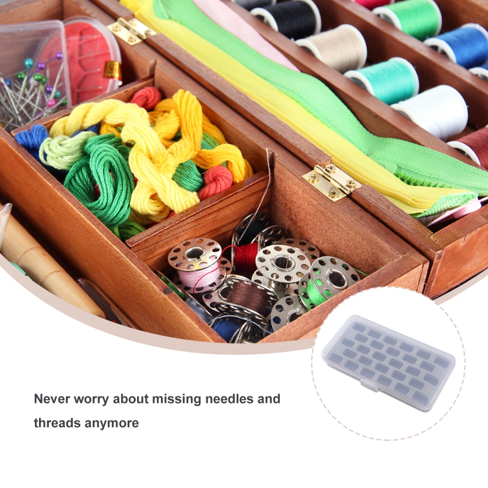 1 pc Sewing Bobbin Box Plastic Bobbin Case with Sponge for Bobbin Storing