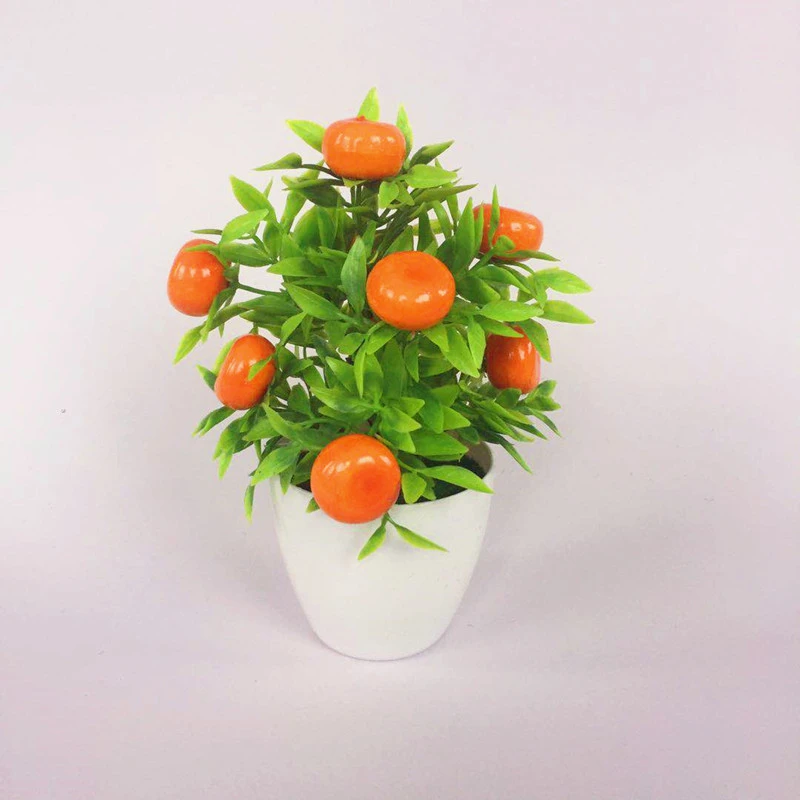 2pcs Artificial Fruit Tree Potted Fruit Tree Bonsai Fruit Tree Decoration Accessory