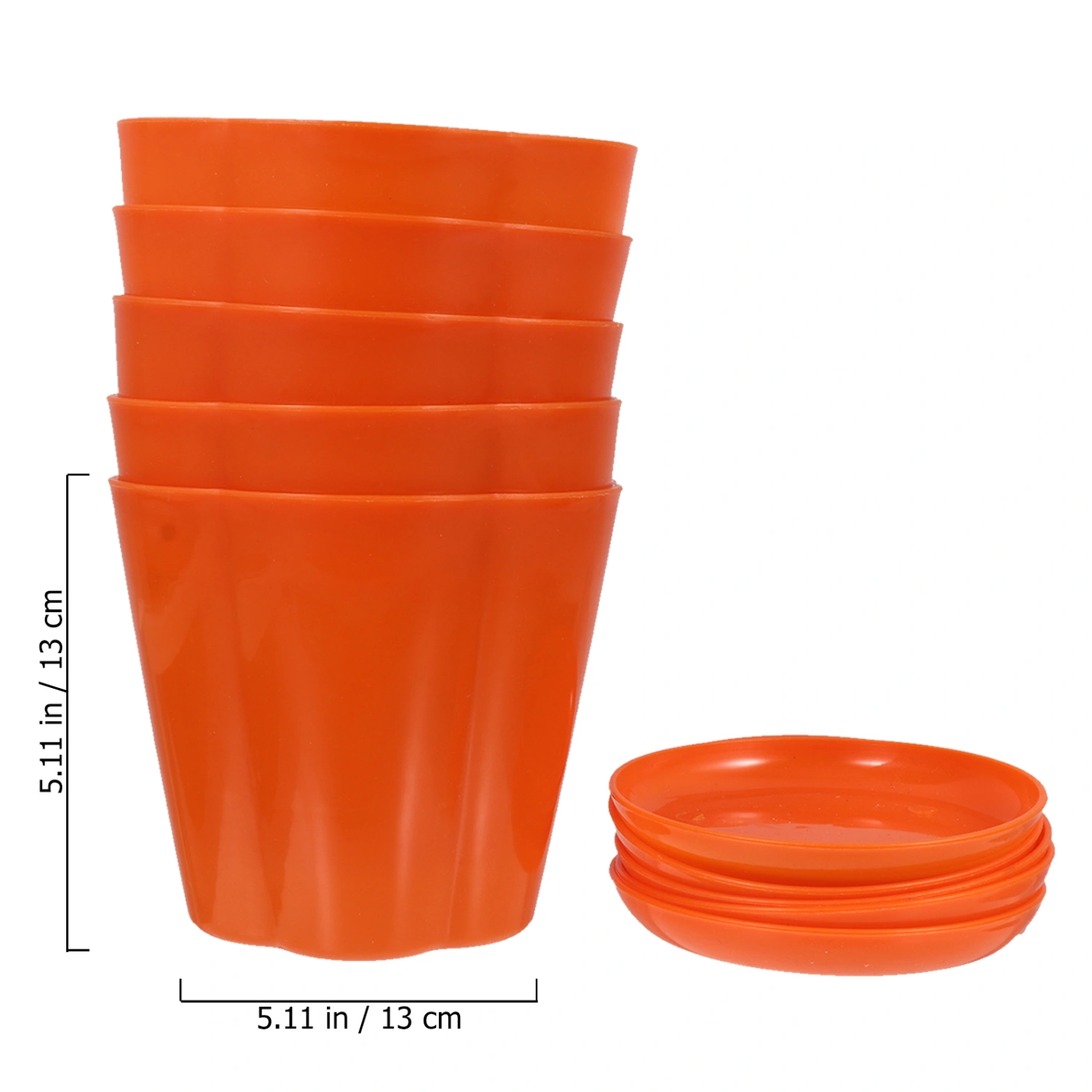 5Pcs Plastic Flowerpots Home Garden Planting Pots with Planter Saucers