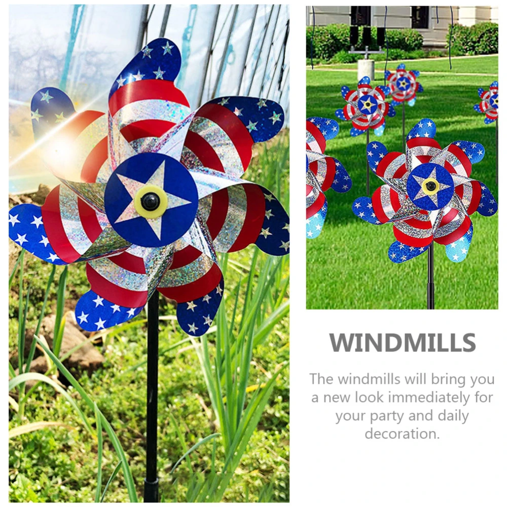 5pcs Patriotic Rotating Windmill Decors Outdoor Windmills Bird Repelling Pinwheels