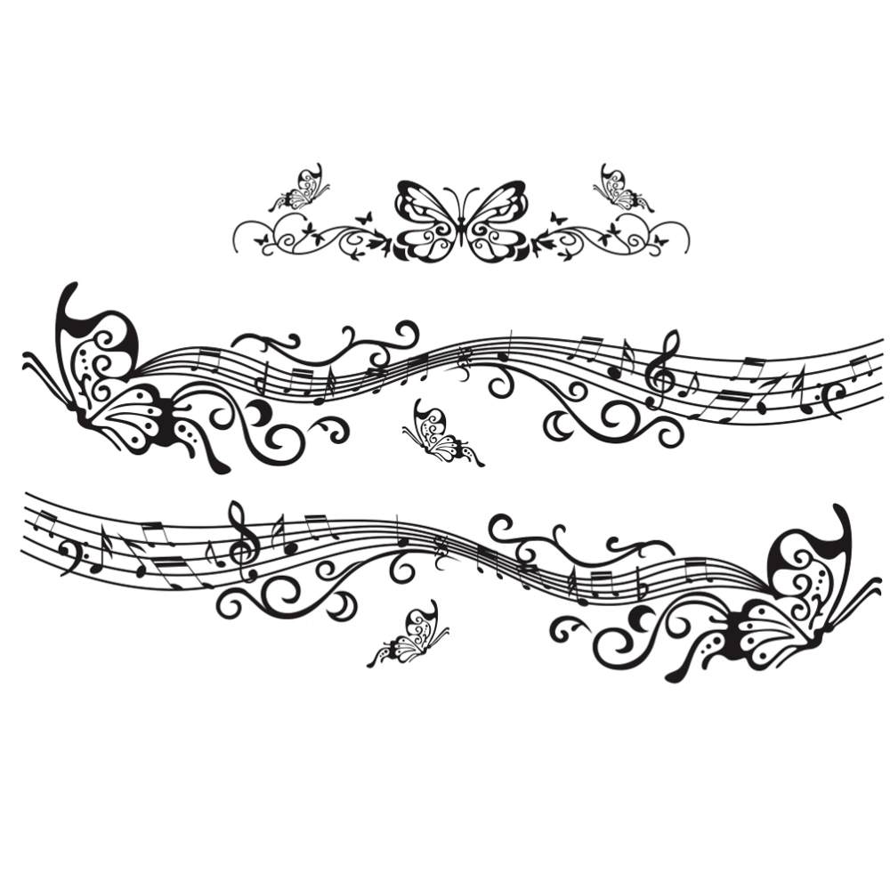 3pcs Car Auto Body Sticker Butterflies Music Score Self-adhesive Graphics Decals