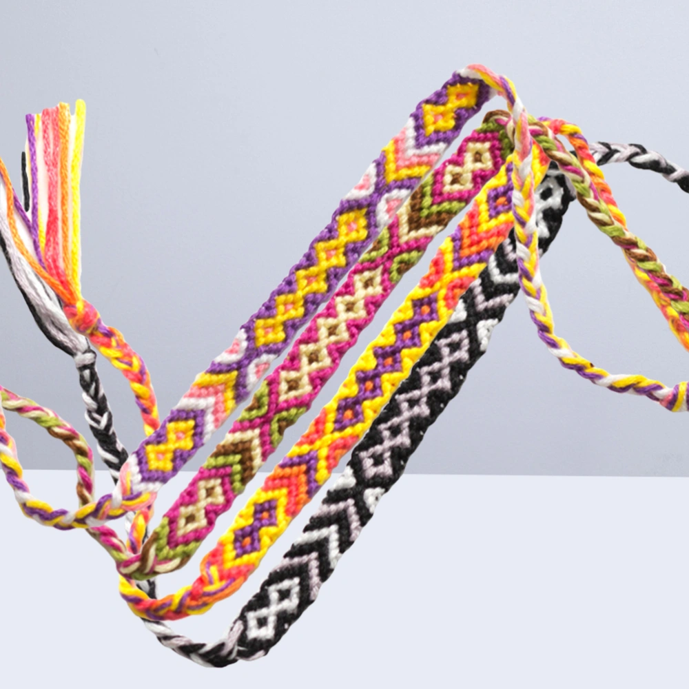 8pcs Handmade Colorful Braided Bracelets Woven Thread Wrist Ankle Bracelets for Woman Girl (Random Color)