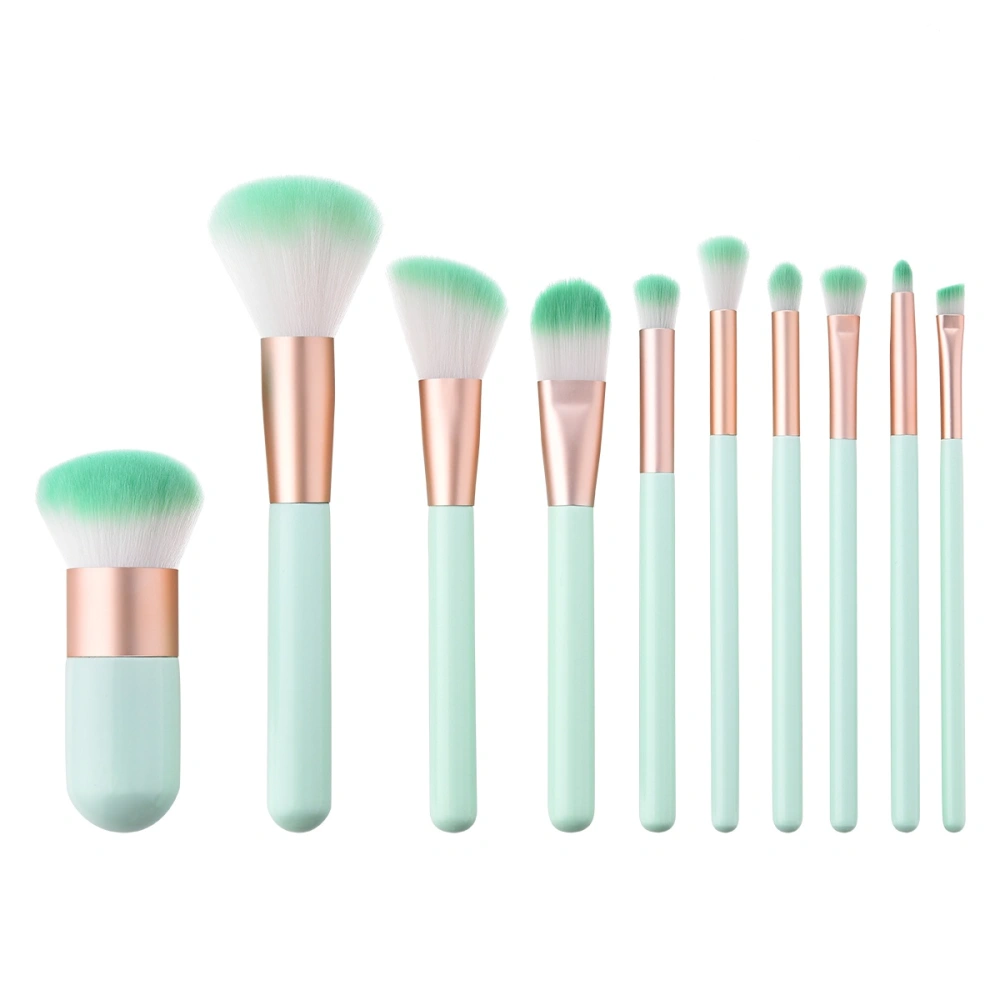 10 Pcs Cosmetic Brush Set Powder Foundation Concealer Blush Eyebrow Eye Shadow Brush kit (T-10-121 Mint Green)