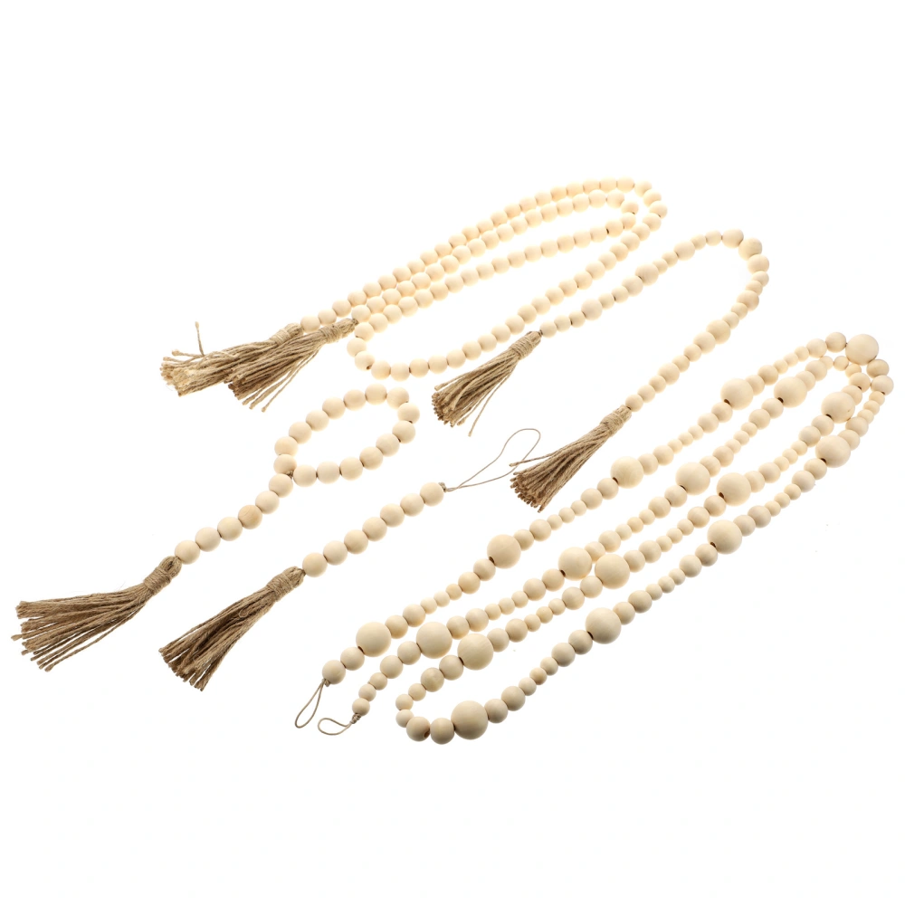 5 Pcs Retro Tassel Pendant DIY Pendant Wooden Bead String Bead String Adornments