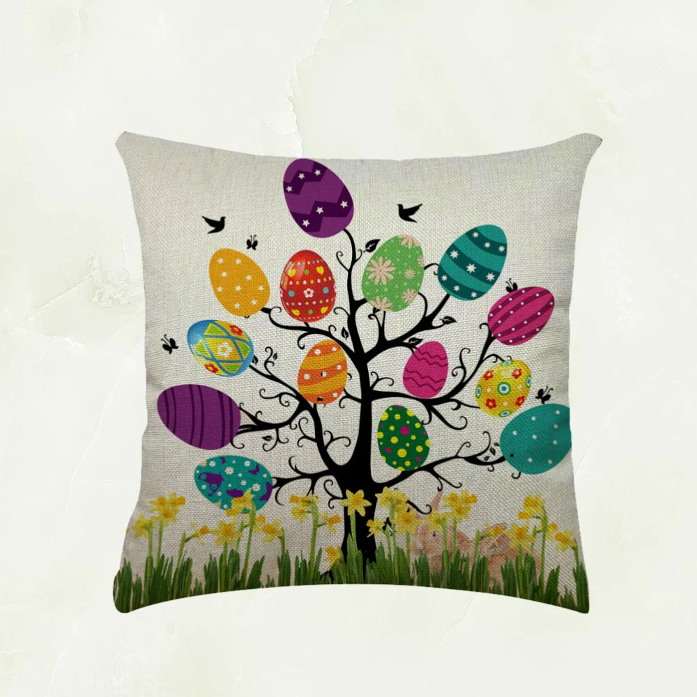 Easter Egg Pattern Pillow Cases Creative Pillow Covers Cushion Protectors Home Ornament for Living Room Bedroom (C Pattern)