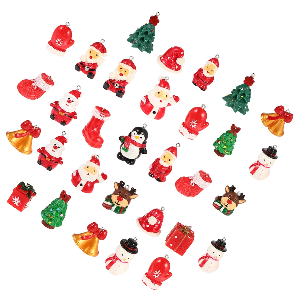 30pcs Resin Christmas Mini Ornaments Lovely Pendants DIY Accessories