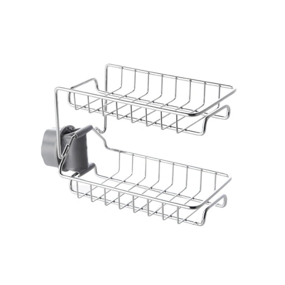 Stainless Steel Faucet Storage Rack Double-layer Sink Caddy Sponge Drain Organizer Dishcloth Holder