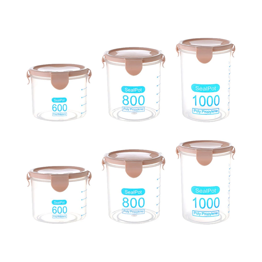 6Pcs Transparent Storage Pot Sealed Storage Container Empty Storage Jar for Tea