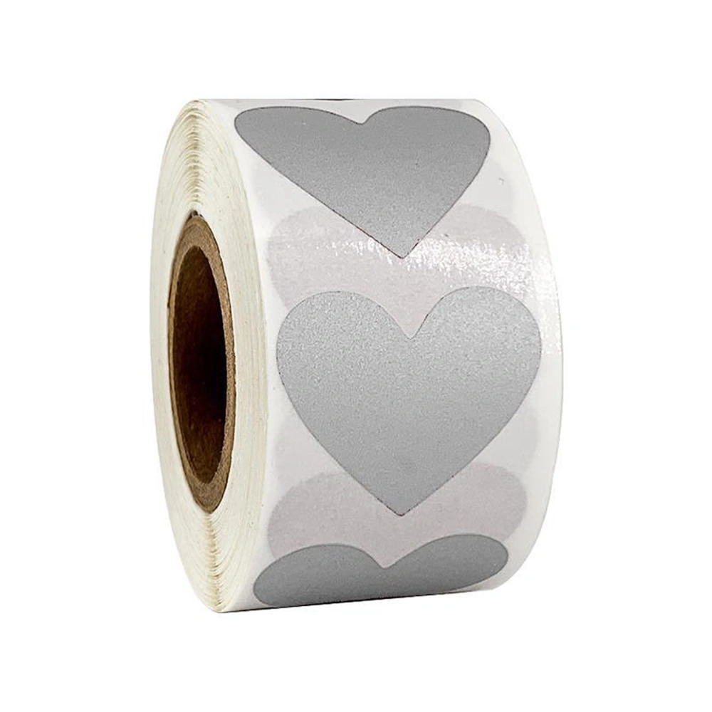 1 Roll 300pcs Heart Shaped Scratch Off Stickers Labels Sticker for Party Banquet (Silver)