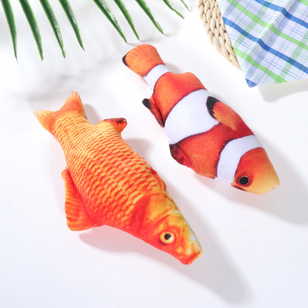 3Pcs Creative Fish Shape Toy Cat Playing Plush Stuffed Toy Home Decor Gifts Size S (Clown Fish Carp Crucian)