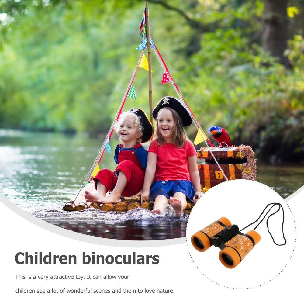 Adorable Children Telescope Printed Non-slip Binoculars Durable Nature Watching for Kids (Orange)