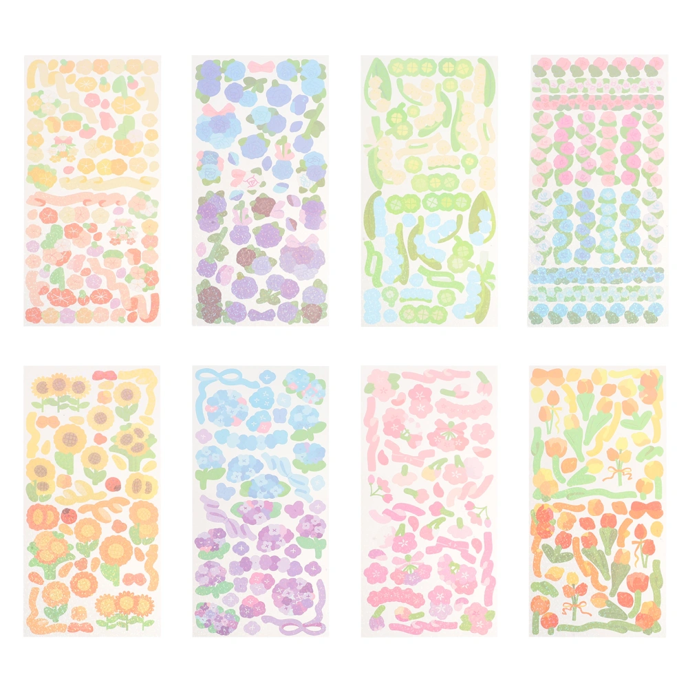 8 Sheets of DIY Stickers Self Adhesive Stickers Floral Themed Decorative Sticker