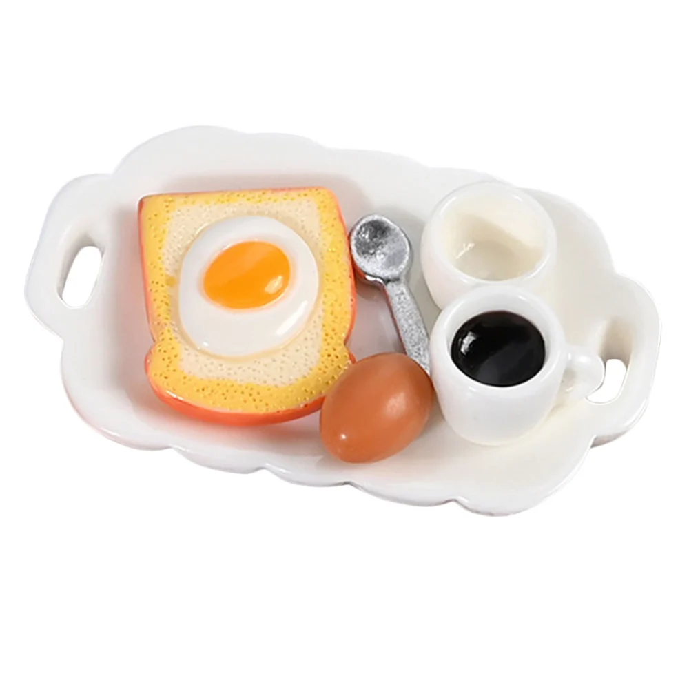 1 Set Simulation Breakfast Toy Doll-house Resin Food Toy Pretend Breakfast Toys