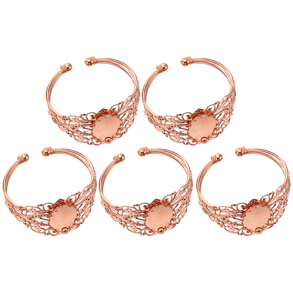 5Pcs Oval Gemstone Bezel Tray Blank Cuff Bangles Bracelet for Crafting