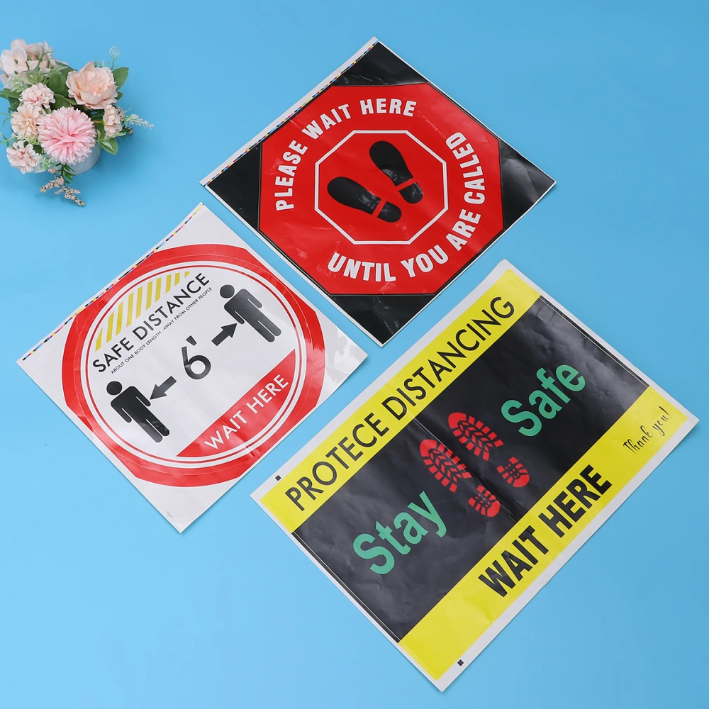 3PCS Keeping Distance Sticker Anti-slip Ground Sticker Special Wear-resisting Floor Decals for School Shopping Mall Hospital Public Places