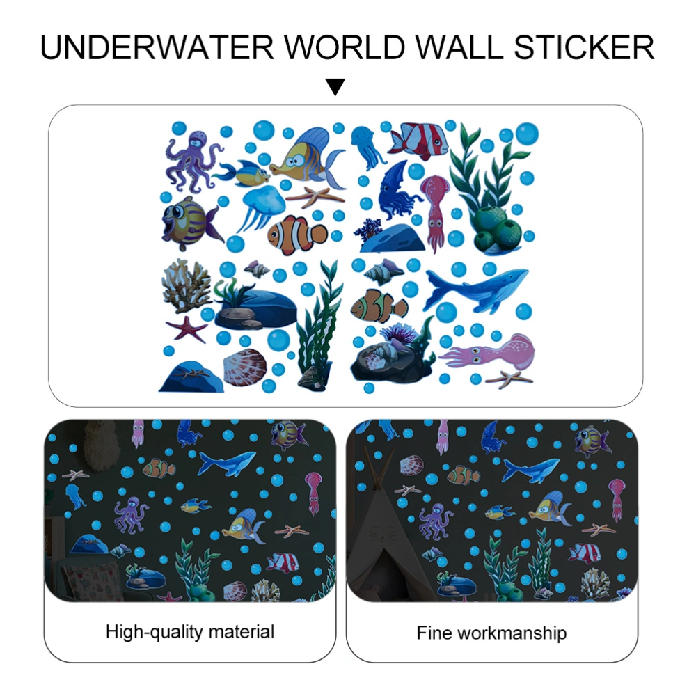 1 Set Kids Room Undersea World Glow-in-the-dark Stickers Marine Wall Sticker