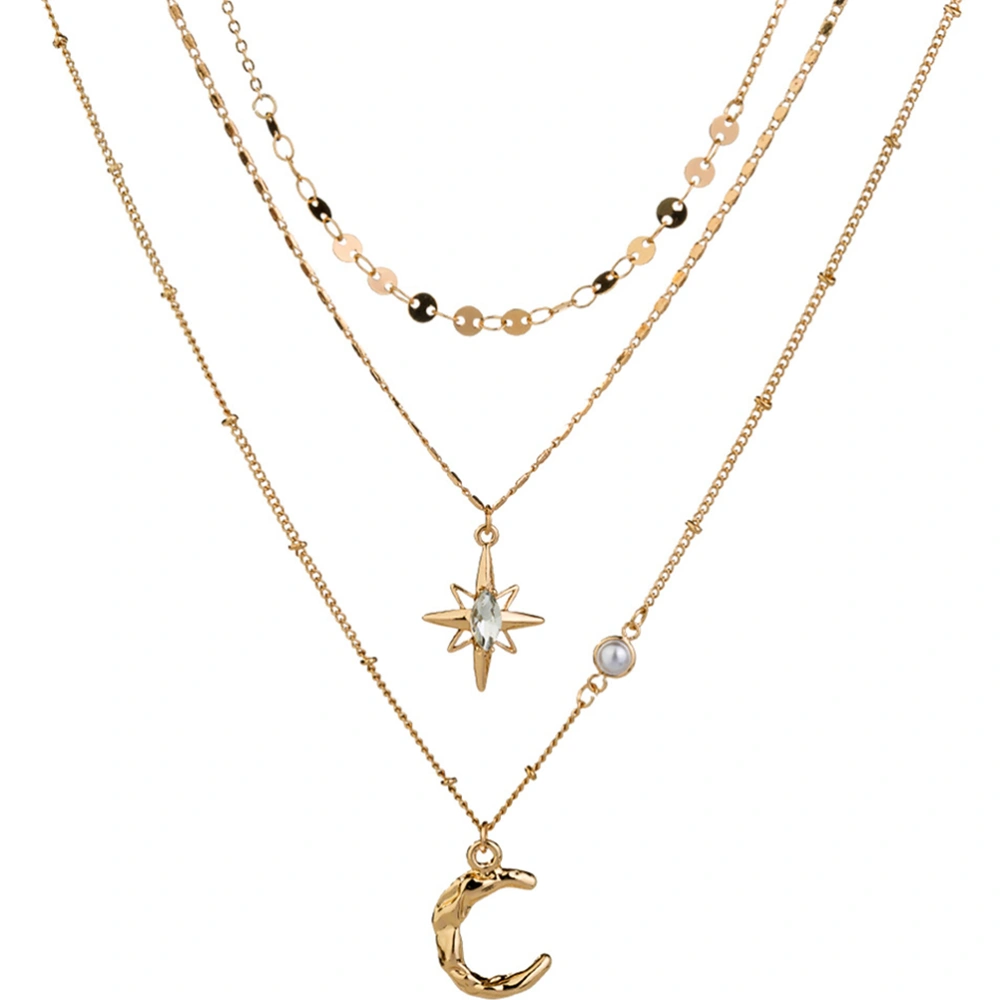 Layered Necklace Moon Star Charm Necklace Clavicle Chain Necklace Jewelry