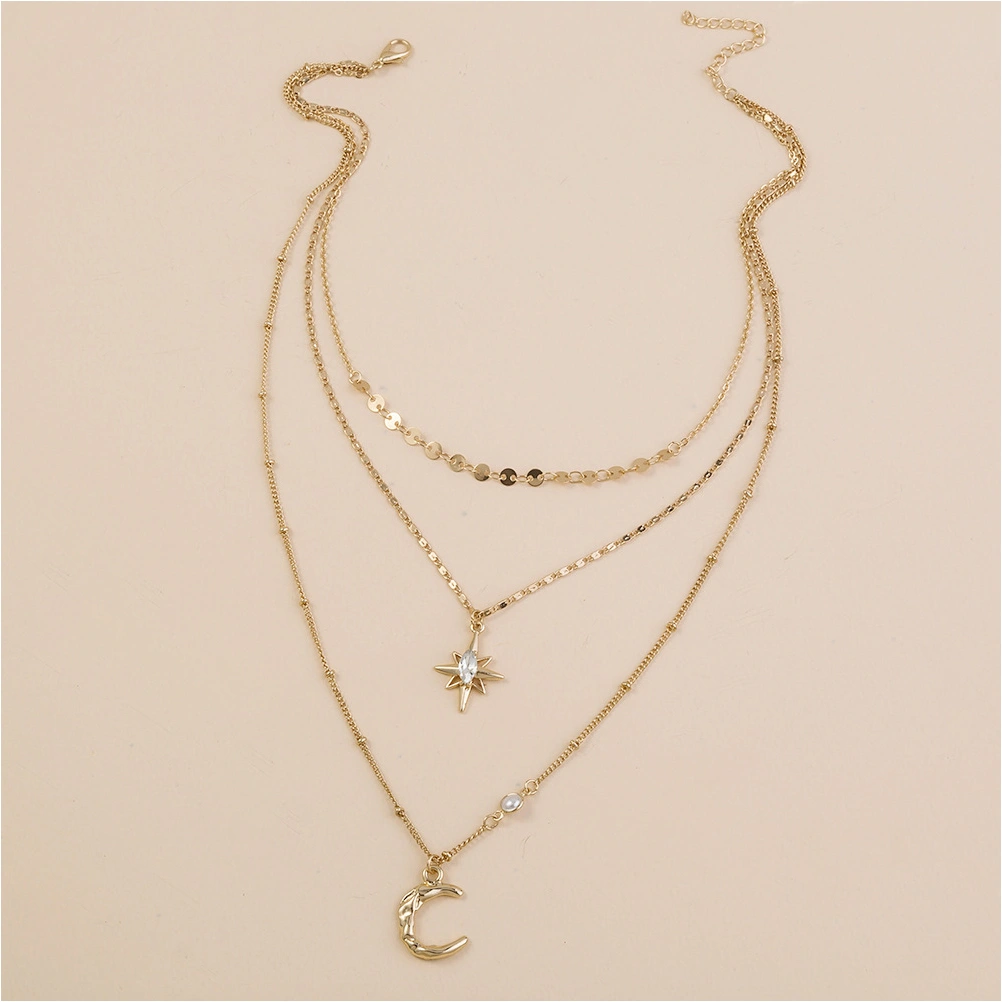 Layered Necklace Moon Star Charm Necklace Clavicle Chain Necklace Jewelry