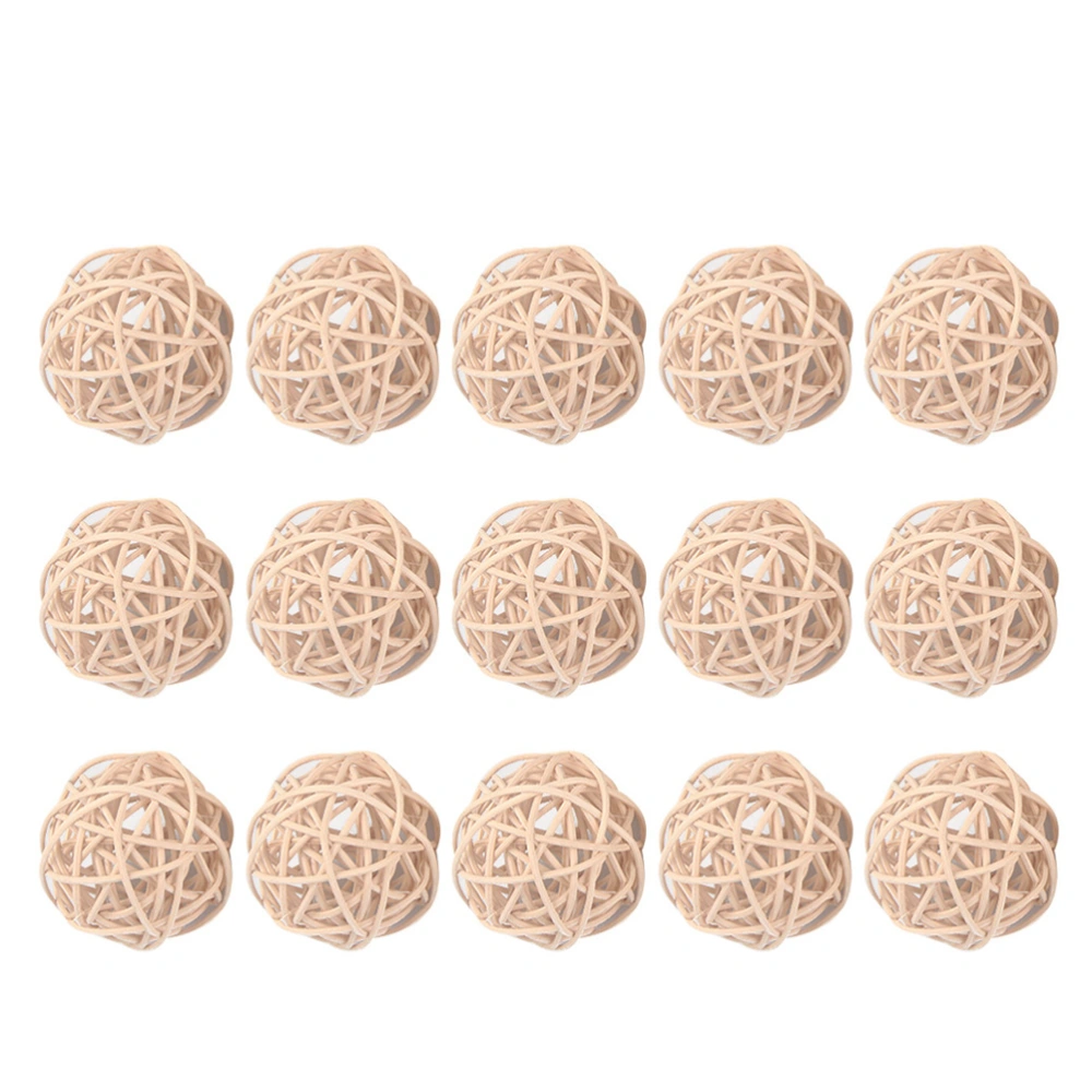 15pcs Wicker Rattan Ball Creative DIY Craft Decorative Ball Hanging Simple Vine Ball for Kindergarten Hotel Bar Home (Khaki 5cm)