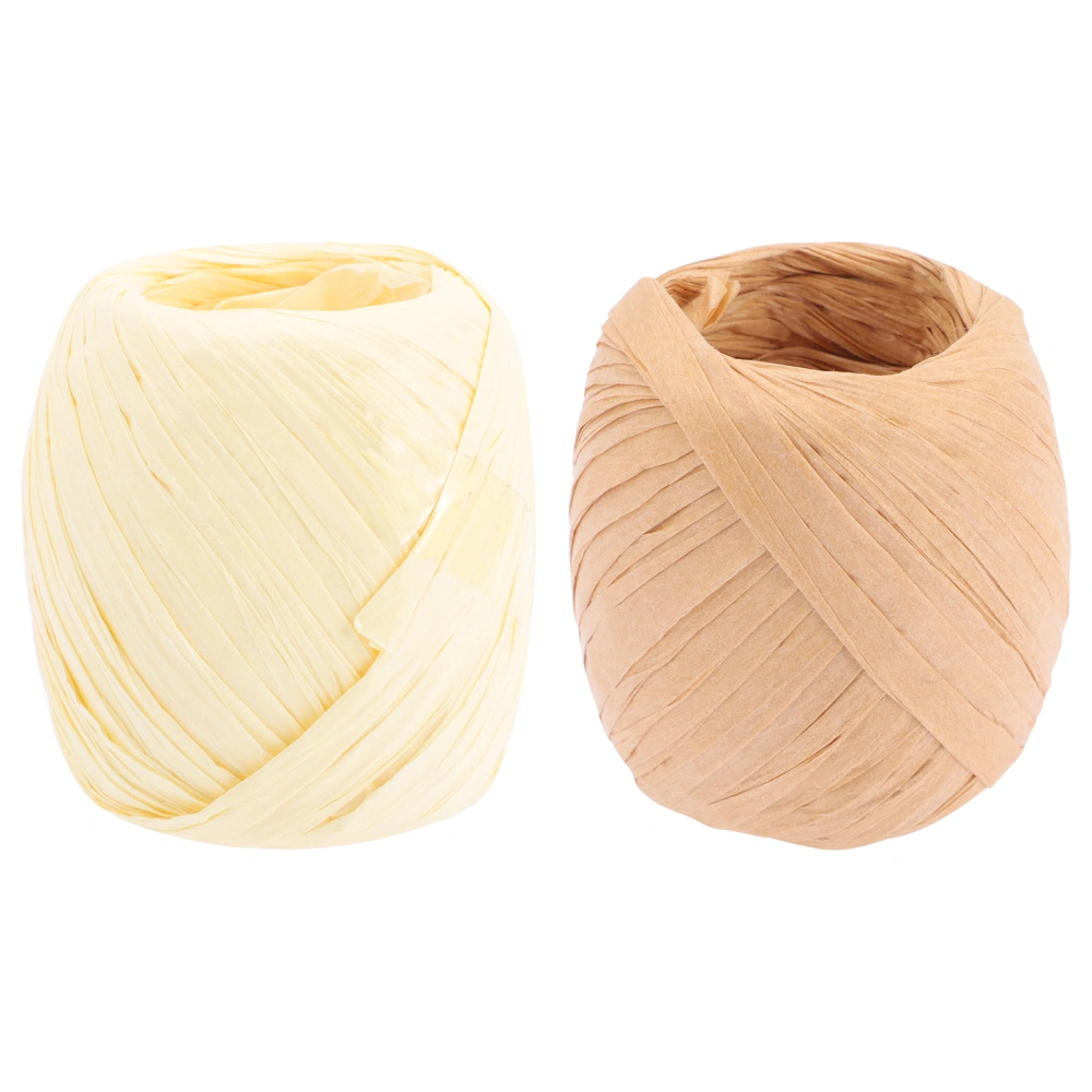 2 Rolls Colored Paper String Raffia Ribbon for Gift Box Wrapping DIY Lampshade