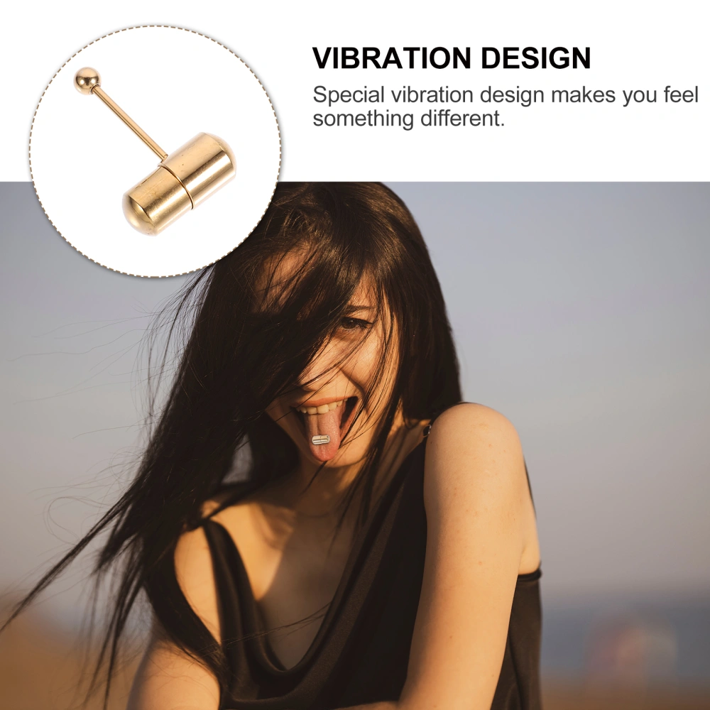 1Pc Stainless Steel Tongue Stud Fashion Vibrating Tongue Ring for Women Golden