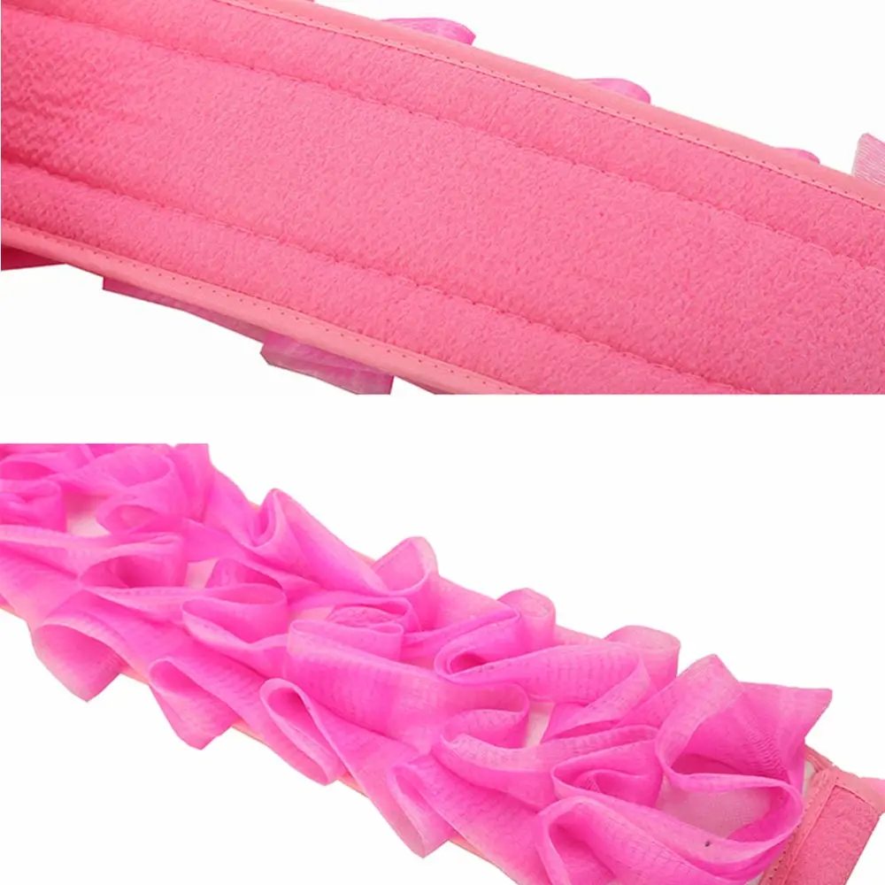 3pcs Double-Sided Bath Scrubber Back Scrub Loofah Long Shower Washcloth with Handle (Random Color)