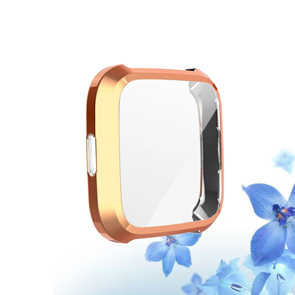 Professional Watch Protective Case Delicate Plating Watch Cover Practical Watch Anti-drop Case Durable Watch Protective Frame Cover Compatible for Fitbit Versa Lite Rose Gold