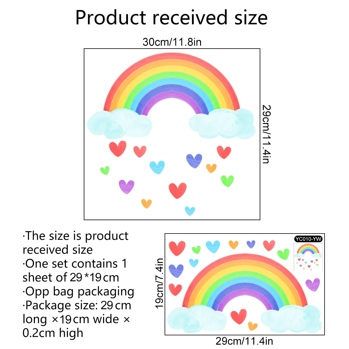 Glow in The Dark Rainbow Wall Sticker Luminous Nursery Room Cloud Heart Wall Art Decor