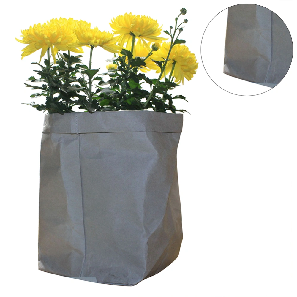 Washable Kraft Paper Container Decorative Reusable Paper Bag Organizer Flowerpot Cover Toy for Decoration and Storage Size 2XL(Grey)