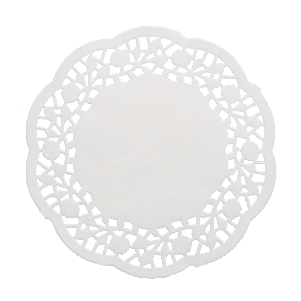 100pcs Disposable Oil-absorbing White Lace Paper Doilies Cake Box Liner Packaging Paper Pad 4.5" (Random Grain Style)