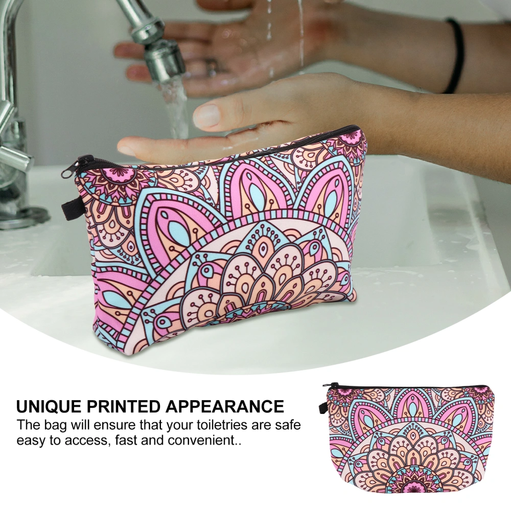 Fashion Makeup Bag Toiletry Pouch Portable Cosmetic Bag with Mandala Flowers