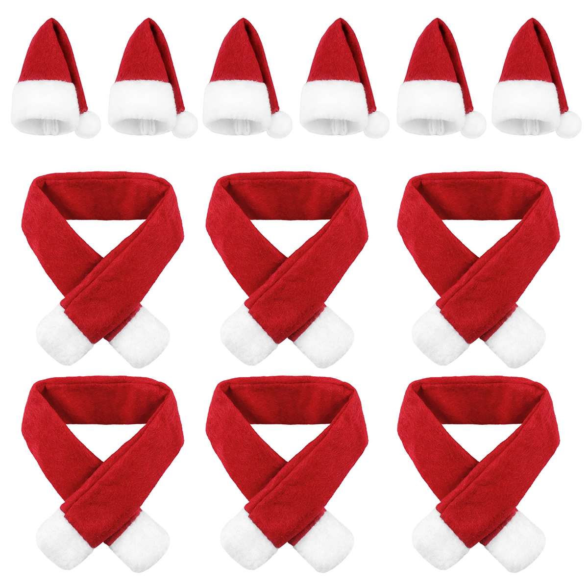 Vosarea 6 Set Christmas Hat and Scarf Wine Bottle Cover Set Lovely Bottles Red Covers Xmas Eve Dinner Table Decor for Home Hotel Party (Hat and Scarf)