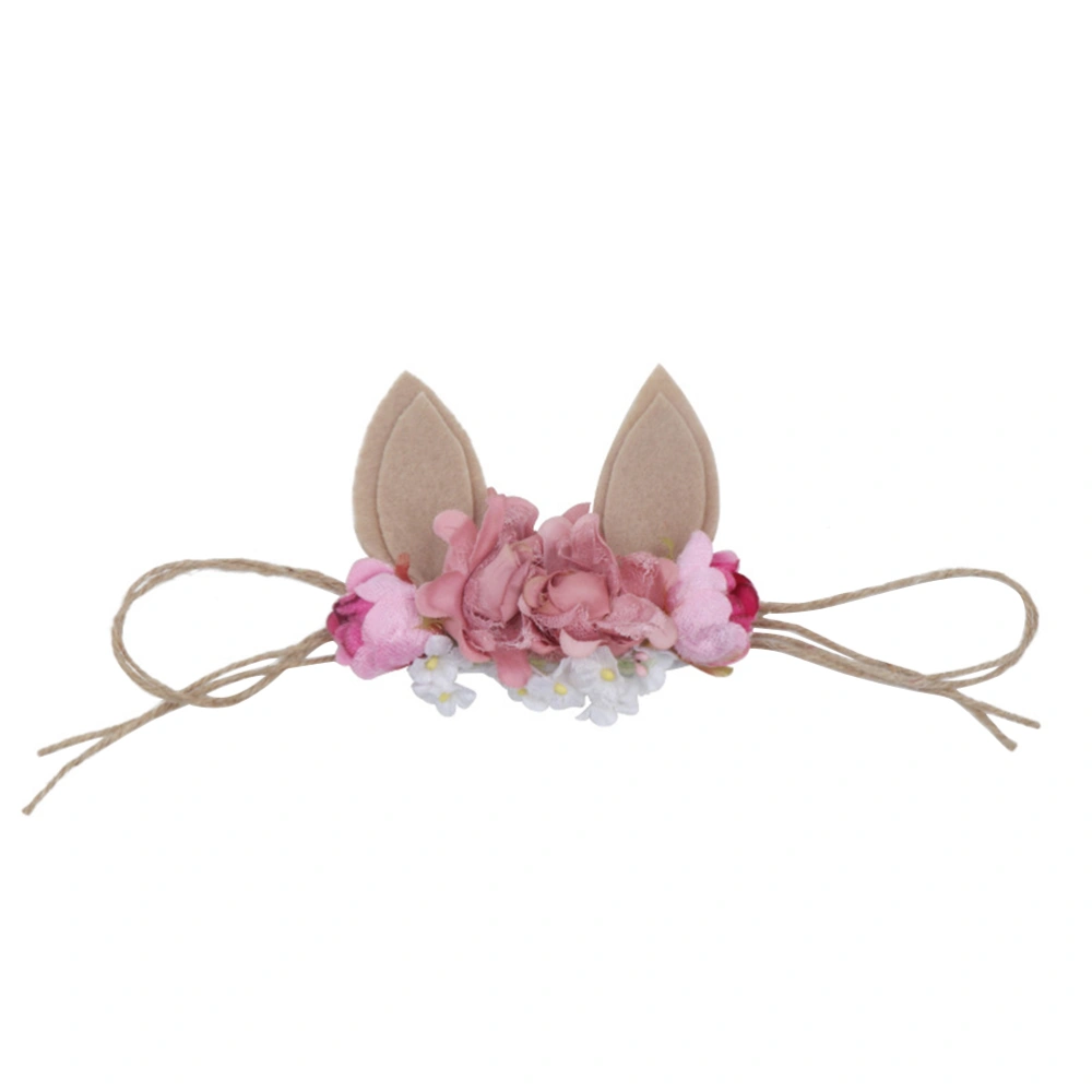 1PC Ear Hair Band Easter Party Headband Lifelike Flower Headdress Hemp Rope Headband Hair Accessory