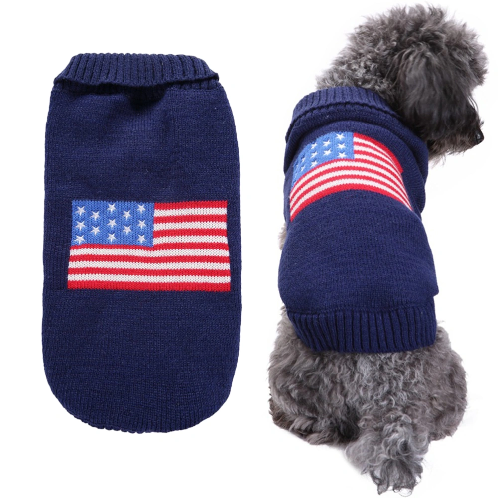 American Flag Pet Costume Winter Warm Sweater Fashion Christmas Clothes for Puppy Dog (Size M)