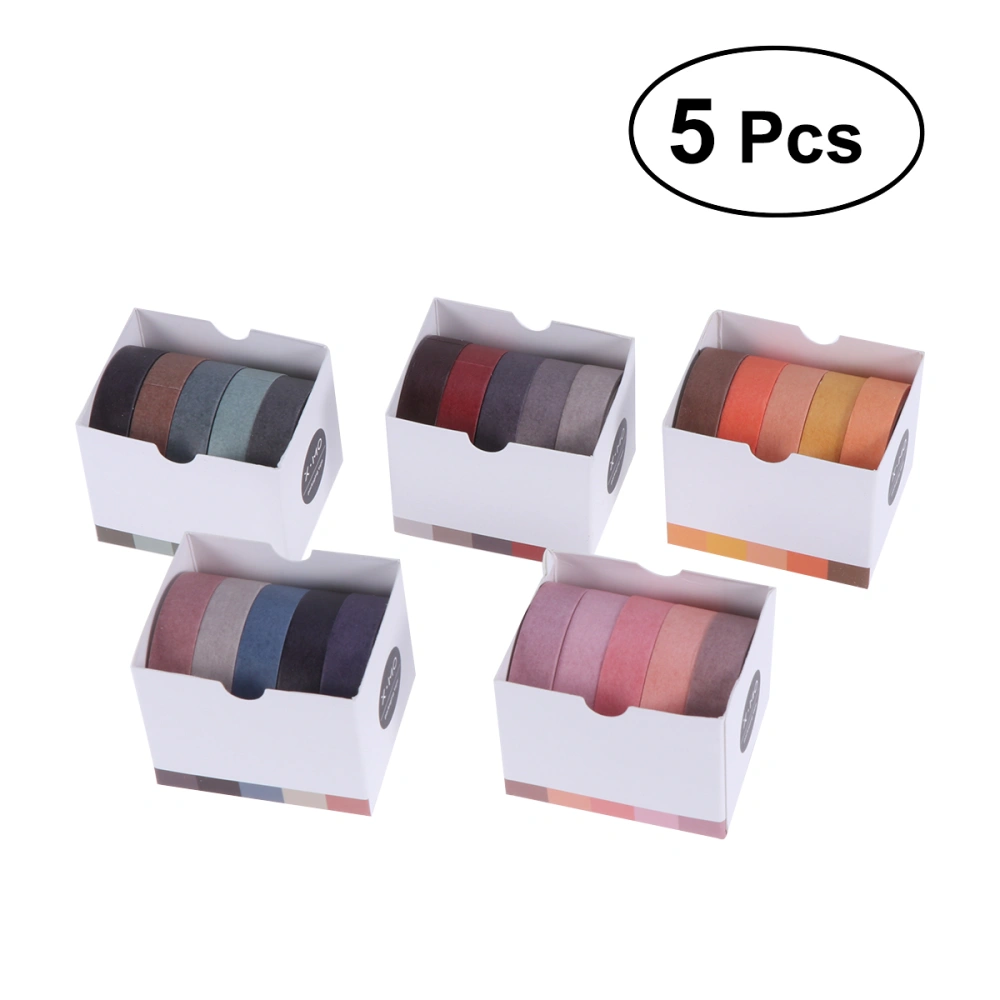 5pcs DIY Color Decorative DIY Sticky Paper Tape Masking Adhesive Tape Scrapbooking DIY Decoration (Mixed Color)