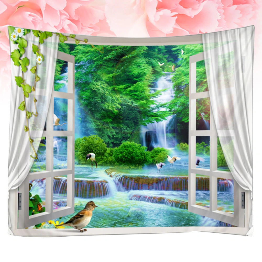 1Pc 150x200cm Outside Window Landscape Hanging Blanket Unique Charming Scenery Tapestry Household Decorative Backdrop