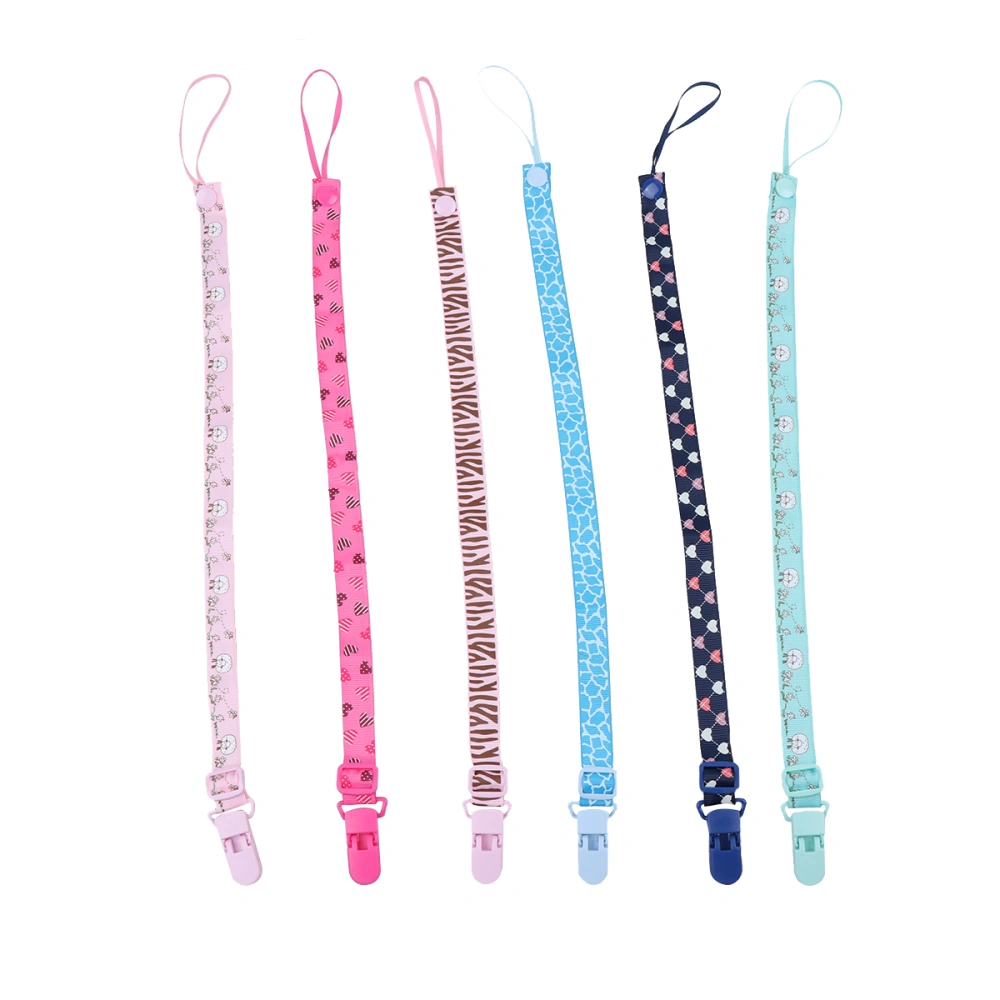 6PCS Adjustable Infant Pacifier Clips Lanyards Baby Soother Teething Clips Strap Holder