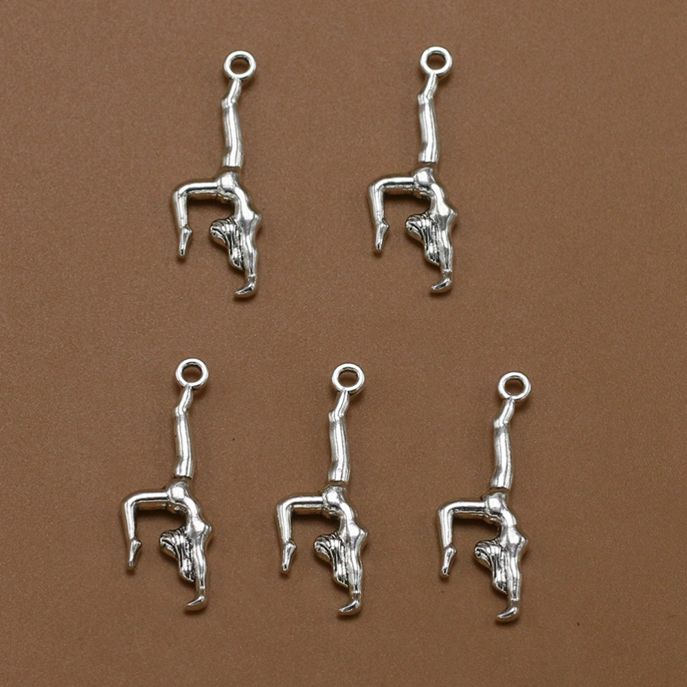 20pcs Alloy Gymnastics Girl Pendant Charms DIY Jewelry Making Accessory for Necklace Bracelet (Antique Silver)