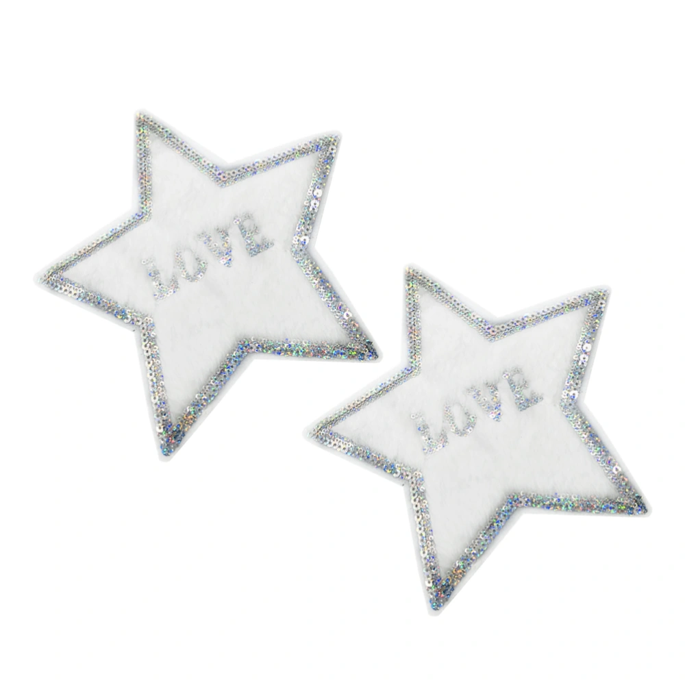 2Pcs Embroidered Sequined Clothes Patches Decor Exquisite Sewing Patches (Pentagram)