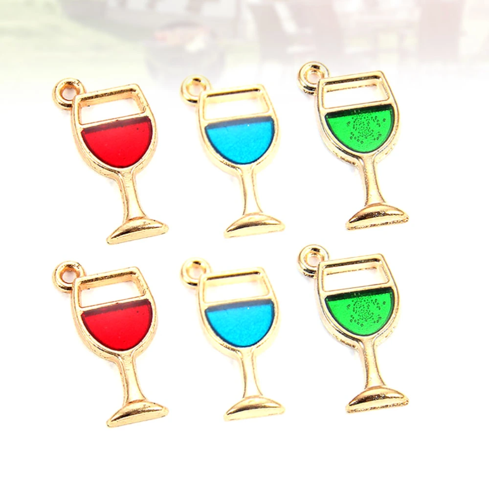 30pcs DIY Pendants Alloy Wine Glass Charms Ornaments Handmade Jewelry Making Accessories (Red Blue Green for Each 10pcs)