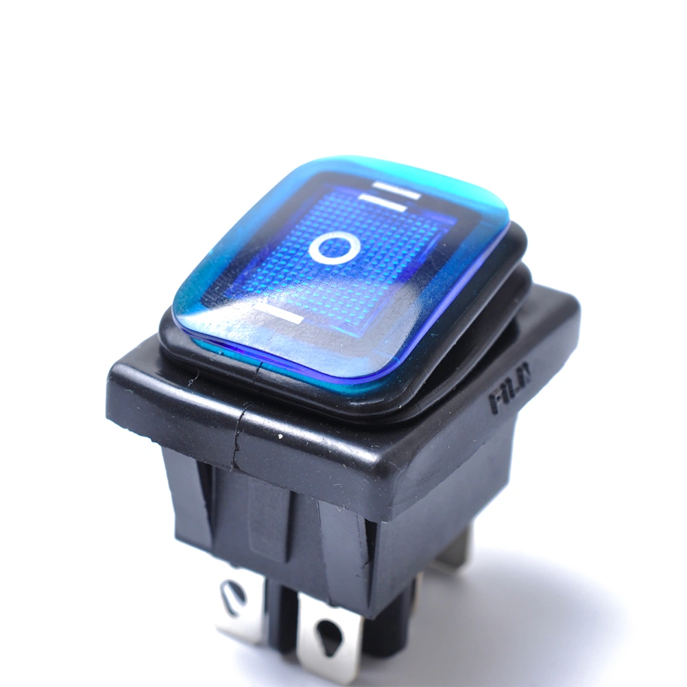 Rocker Toggle Switch On-Off-On 6 12V DC Car Boat Automobiles Waterproof LED Latching Switches (Blue Light)