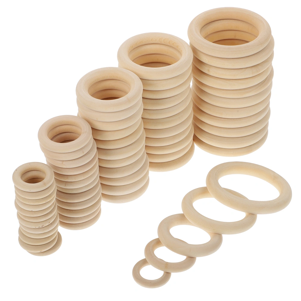 60Pcs Creative DIY Wooden Rings Handbag Buckle Rings Curtain Connector Rings