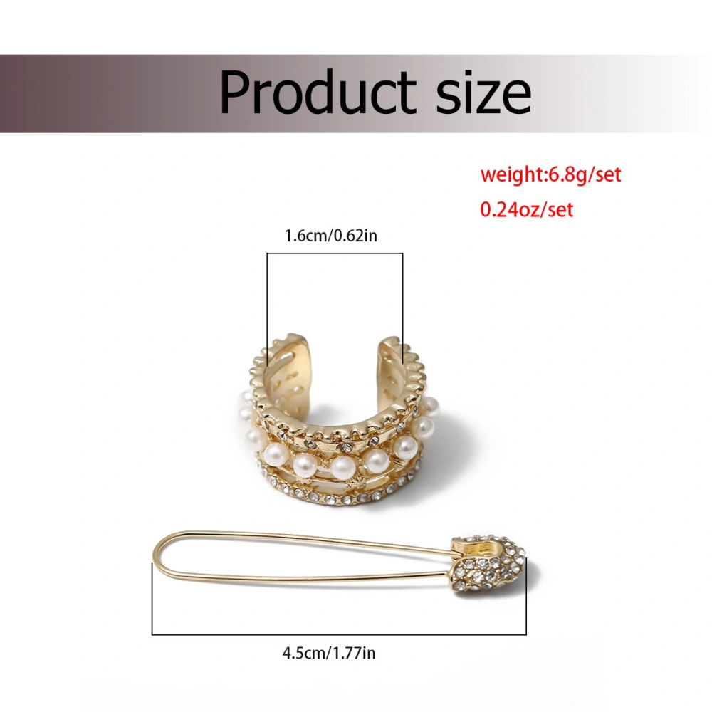 1 Set of Diamond-encrusted Earrings Set Exaggerated Simulation Pearl Earrings Creatie Fashion Ear Clip for Girls Lady