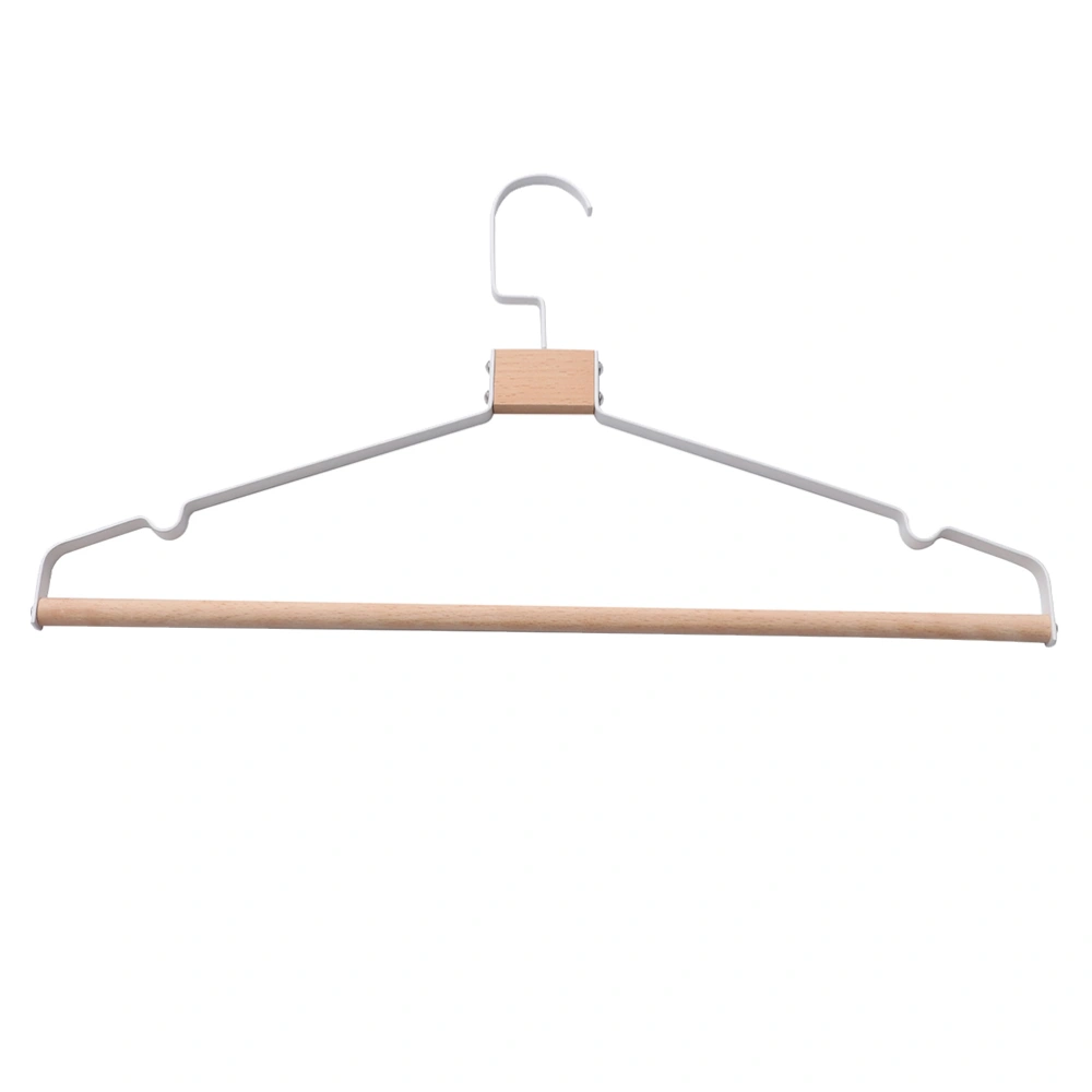 Metal Wooden Clothes Hanger Anti-slip Modern Clothes Rack Coat Hook for Kid Home (White)