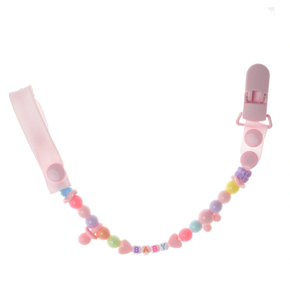 Infant Pacifier Clips Beaded Baby Soother Multi-style Spacers Pacifier Holder(Pink)