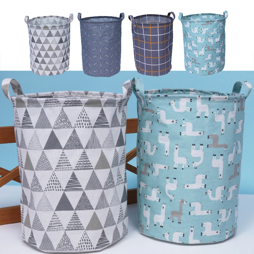 Laundry Basket Foldable Household Storage Basket Cartoon Pattern Portable Storage Container for Clothing Sundries Toys