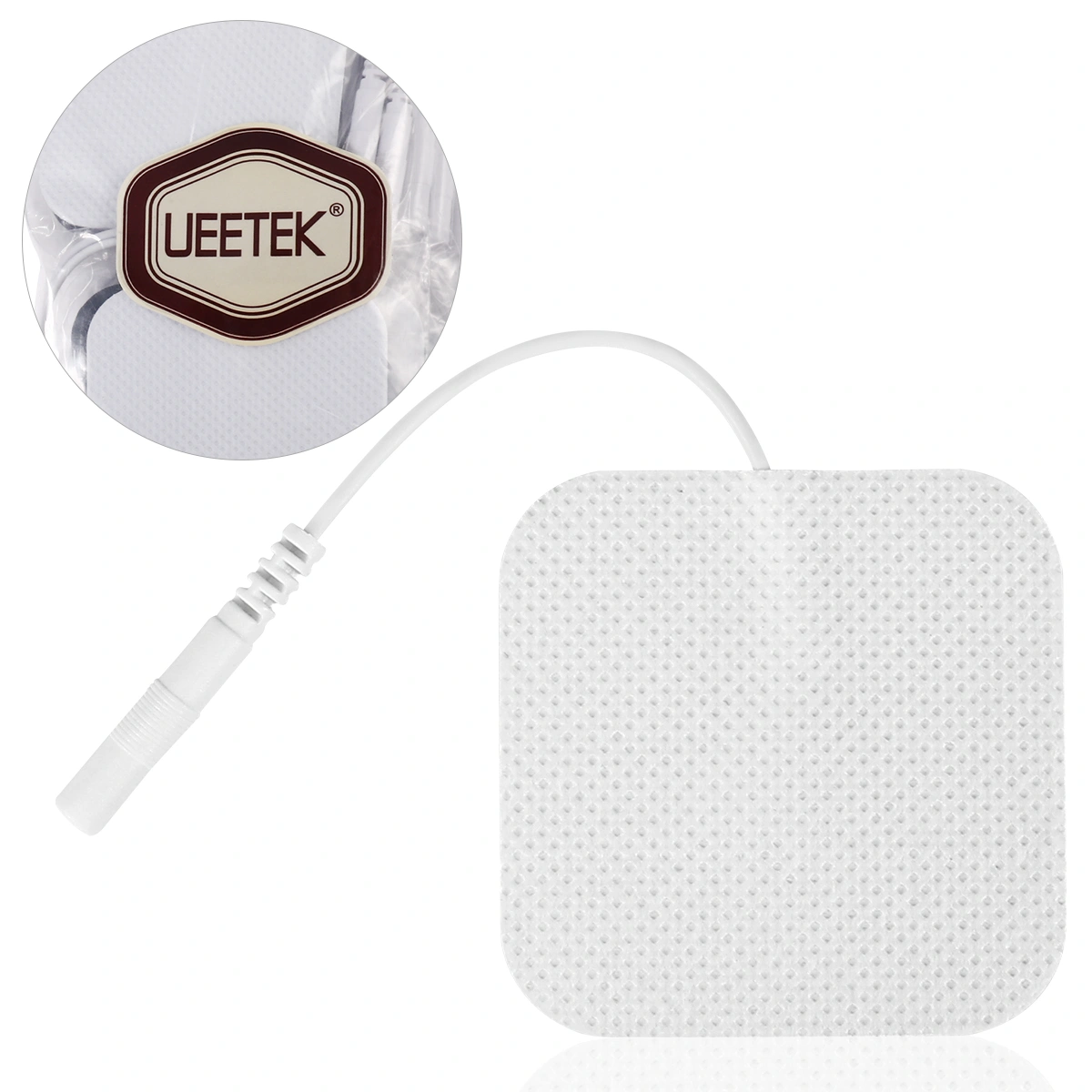 UEETEK 24pcs Latex-Free Tens Unit Electrode Pads 5x5cm Reusable Tens Unit Patches with Self-Stick Performance and Non-Irritating Design