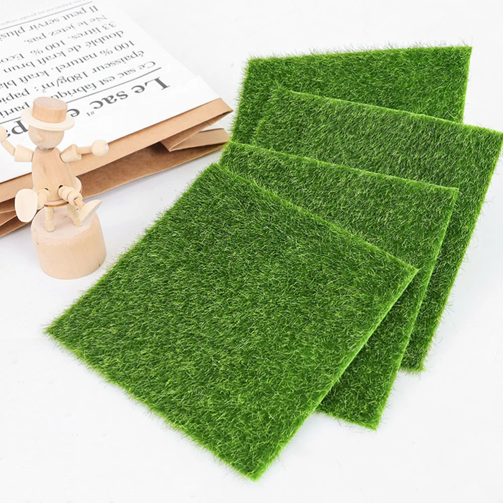 10pcs Decorative Turf Simulation Green Turf Decor Artificial Grass Mats Fake Turf