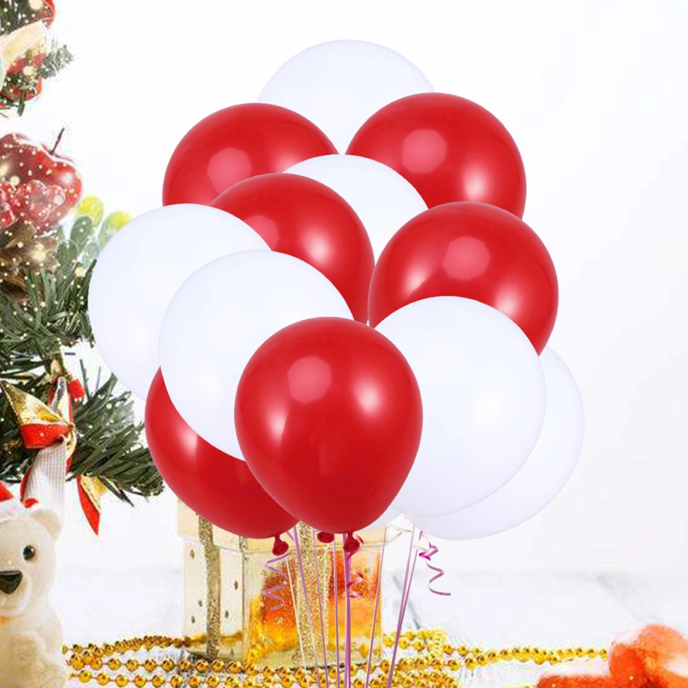 50pcs Latex Round Shaped Balloons 12inch Birthday Wedding Proposal Bridal Shower Decoration (Red/White)