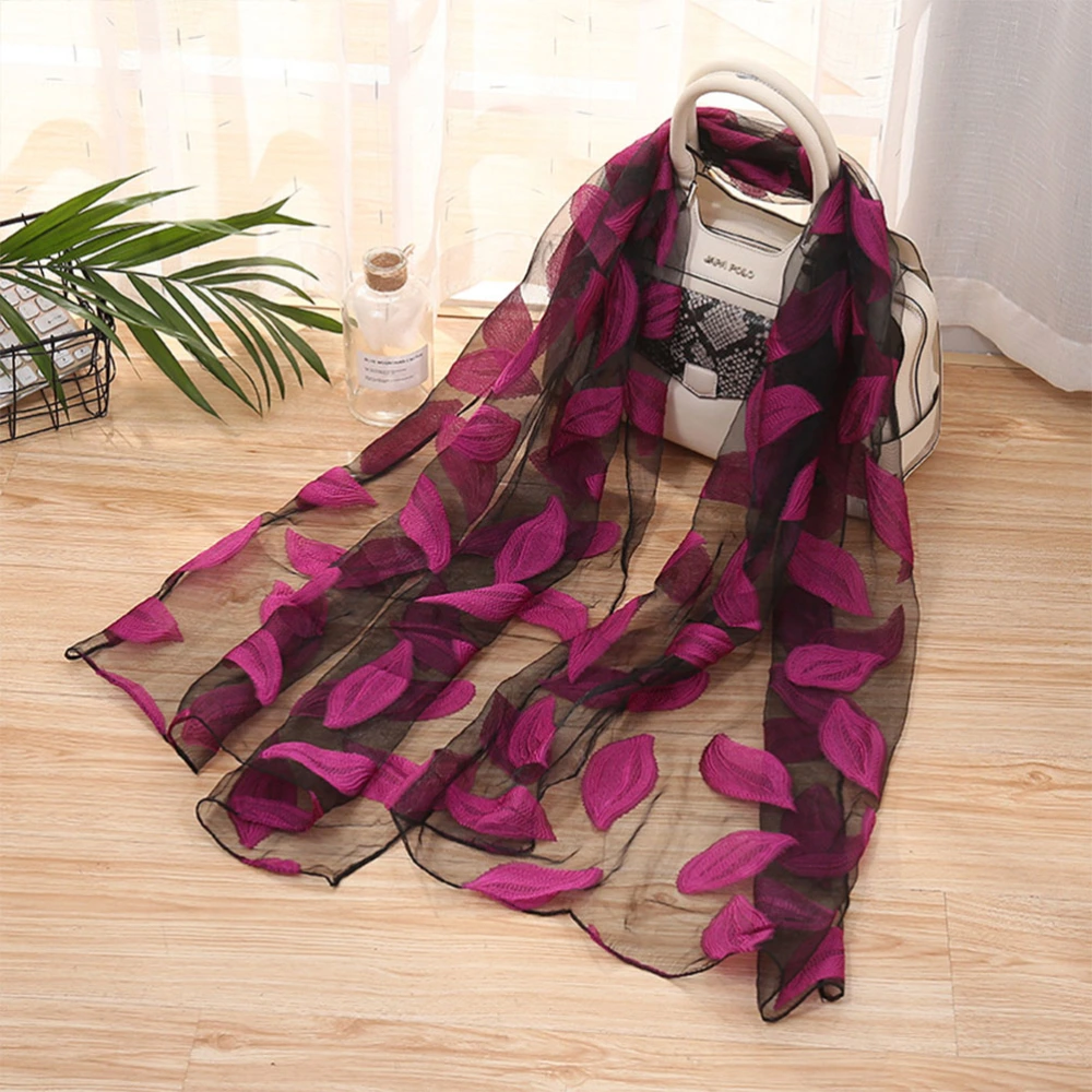 Solid Color Beach Towel Sun Block Cape Leaves Pattern Cloak Summer Scarf Rosy